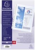 Exacompta 5503E A4 Expanding Punched Pockets Clear, 25mm Gusset, Top Opening with Flap, Pack 10