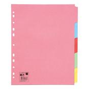 5 Star Office Subject Dividers 5-Part Recycled Card Multipunched 155gsm Extra Wide A4+ Assorted