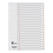 5 Star Elite Index 1-20 Polypropylene Multipunched A4 White With Red Text Tabs
