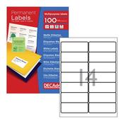 DECAdry White Multipurpose Labels 100 sheet pk 99.1x38.1mm 14 per Sheet