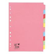 5 Star 10-Part Subject Divider A4 Recycled Card Multipunched 155gsm Assorted 295179