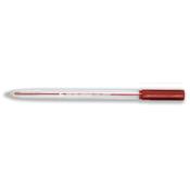 5 Star Ball Pen Medium 1mm Tip 0.7mm Line Clear Barrel Red (Pack of 50) 295209