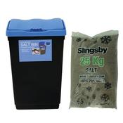 Economy Salt and Grit Bin Kit Black/Blue 47L with 25kg Brown Salt 401296 image
