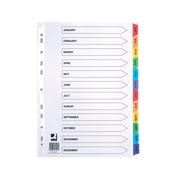 Q-Connect Multi-Punched January-December Reinforced Multi-Colour A4 Index Pre-Printed Tabs KF01524