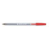 5 Star Ball Pen Medium 1mm Tip 0.4mm Line Clear Barrel Red (Pack of 50) 901805