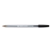5 Star Ball Pen Medium 1mm Tip 0.4mm Line Clear Barrel Black (Pack of 50) 901813