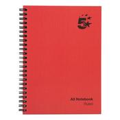 5 Star Wirebound Notebook Ruled 70gsm 160 Page A5 Red (Pack of 5) 912939 image