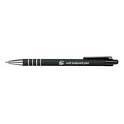 5 Star Retractable Ball Pen Soft Grip Medium 1mm Tip 0.5mm Line Black (Pack of 12) 918508