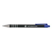 5 Star Retractable Ball Pen Soft Grip Medium 1mm Tip 0.5mm Line Blue (Pack of 12) 918516