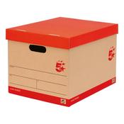 5 Star Storage Box with Lid Self-Assembly Kraft 321x392x291mm Red/Brown (Pack of 10) 924820