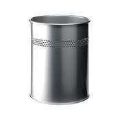 Durable Metal Waste Bin 15 Litre Silver 3300/23