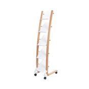 Alba Mobile Narrow Literature Display 5 Compartments A4 Natural Frame White Compartments DD5PMW BC