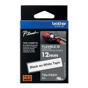 Brother P-Touch TZe Labelling Tape Cassette 12mmx8m Black/White Flexible ID Labelling Tape TZE-FX231