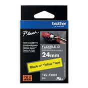 Brother P-Touch TZe Tape Cassette 24mm x 8m Black on Yellow Flexible ID Labelling Tape TZEFX651