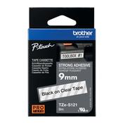 Brother P-Touch TZe Lam Tape Cassette 9mm x 8m Black on Clear Tape TZES121