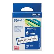 Brother P-Touch TZe Lam Tape Cassette 6mm x 8m Black on Clear Tape TZE111
