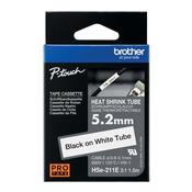 Brother HSe Heat Shrink Tube Tape Cassette 5.2mm x 1.5m Black on White HSe211E
