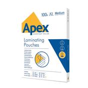 Fellowes Apex A3 Medium Laminating Pouches Clear (Pack of 100) 6003401 image