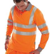 Beeswift Hi Vis Long Sleeve Polo Shirt Orange Large BPKSLSENORL