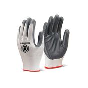 Beeswift Nitrile P/C Polyester Gloves Grey Large (Pack of 10) EC7NGYL