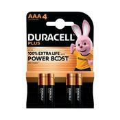Duracell Plus AAA Battery Alkaline 100% Extra Life Power Boost (Pack of 4) 5009378+