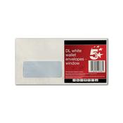 5 Star DL Envelope Window Peel and Seal 80gsm White (Pack of 25) 600388