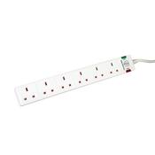5 Star 6-Gang Surge Protection Extension Lead 2m White FS668151