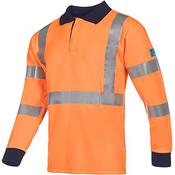 Sioen Lerby Orange Long-Sleeve Hi-Vis Arc-Polo Shirt 5XL