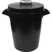 Black 90L Plastic Dustbin with Lid image