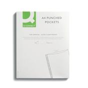 Q-Connect Delux Punched Pocket Top Opening Green Strip A4 Clear (Pack of 100) KF01121