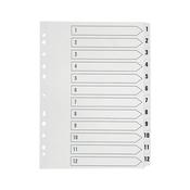 Q-Connect 1-12 Index Multi-punched Polypropylene White A4 KF01354