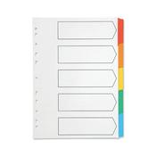 Q-Connect 5-Part Index Multi-punched Reinforced Board Multi-Colour Blank Tabs A4 White KF01525