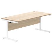 Astin Rectangular Single Upright Cantilever Desk 1800x800x730mm Oak/White KF800068 image