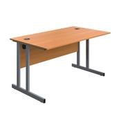5 Star Modara Twin Upright Desk 1400x800mm Beech/Silver KF800228