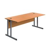 5 Star Modara Twin Upright Desk 1800x800mm Beech/Silver KF800230