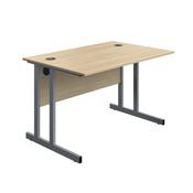 5 Star Modara Twin Upright Desk 1200x800x730mm Oak/Silver KF800252 image