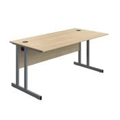 5 Star Modara Twin Upright Desk 1600x800x730mm Oak/Silver KF800254