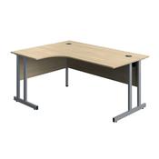 5 Star Modara TU LH Radial Desk 1600x1200x730mm Oak/Silver KF800256
