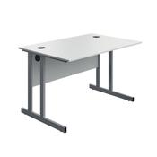 5 Star Modara Twin Upright Desk 1200x800x730mm White/Silver KF800273 image