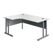 5 Star Modara TU LH Radial Desk 1600x1200x730mm White/Silver KF800277
