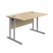 5 Star Modara Twin Upright Desk 1200x800x730mm Oak/White KF800304 image