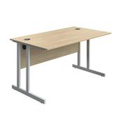 5 Star Modara Twin Upright Desk 1400x800x730mm Oak/White KF800305