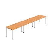 Jemini Three Person Bench Desk 1200x800 Beech/White Set of 3 KF800384