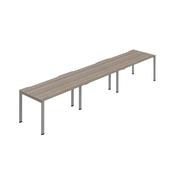 Jemini Three Person Bench Desk 1200x800 Grey Oak/Slv Set of 3 KF800390