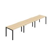 Jemini Three Person Bench Desk 1600x800mm Nova Oak/Black (Set of 3) KF800425 image