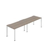 Jemini Two Person Bench Desk 1400x800mm Grey Oak/White (Set of 2) KF800458