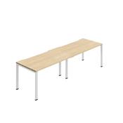 Jemini Two Person Bench Desk 1400x800mm Nova Oak/White (Set of 2) KF800461