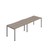 Jemini Two Person Bench Desk 1600x800mm Grey Oak/Silver (Set of 2) KF800473 image