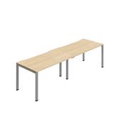 Jemini Two Person Bench Desk 1600x800mm Nova Oak/Silver (Set of 2) KF800477