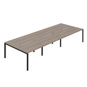 Jemini Six Person Back-to-Back Bench Desk Grey Oak/Black KF800539 image